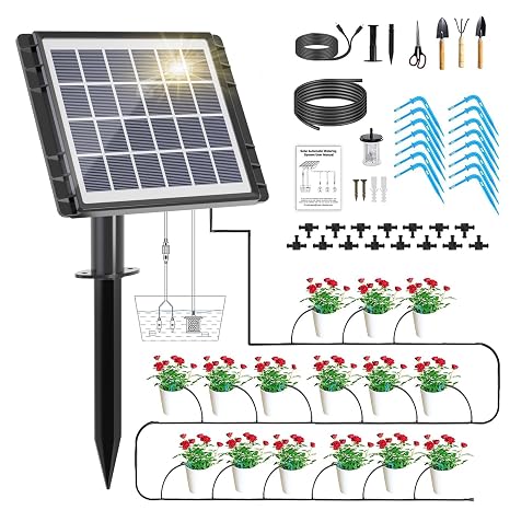 Solar-Powered Automatic Drip Irrigation Kit (49FT)