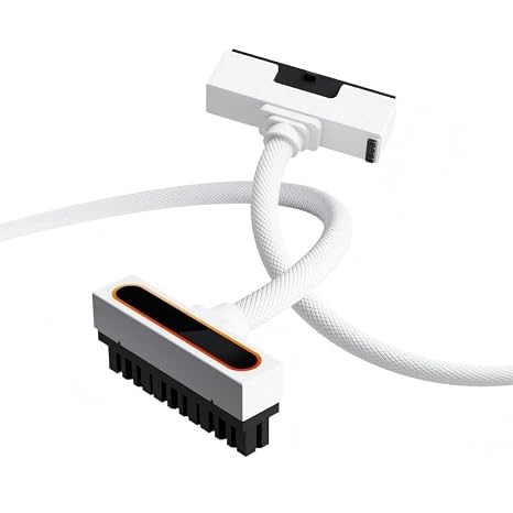 24Pin PSU Motherboard Power Extension Cable ARGB 90 Degree Right-Angle White