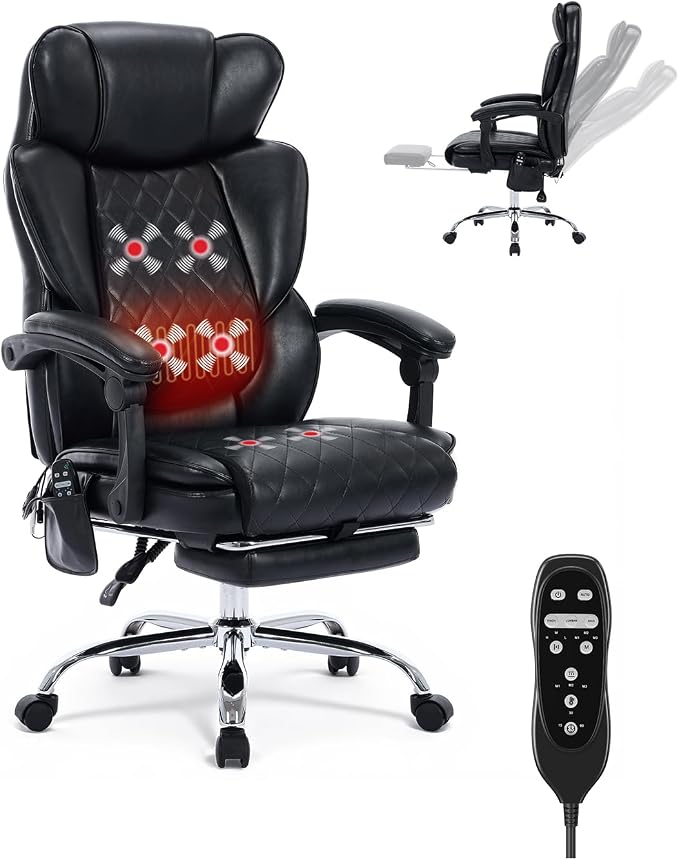 Big & Tall Ergonomic Massage Office Chair with Footrest