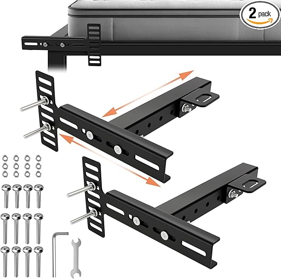 2 Pack Universal Adjustable Headboard Brackets for Metal Bed Frames