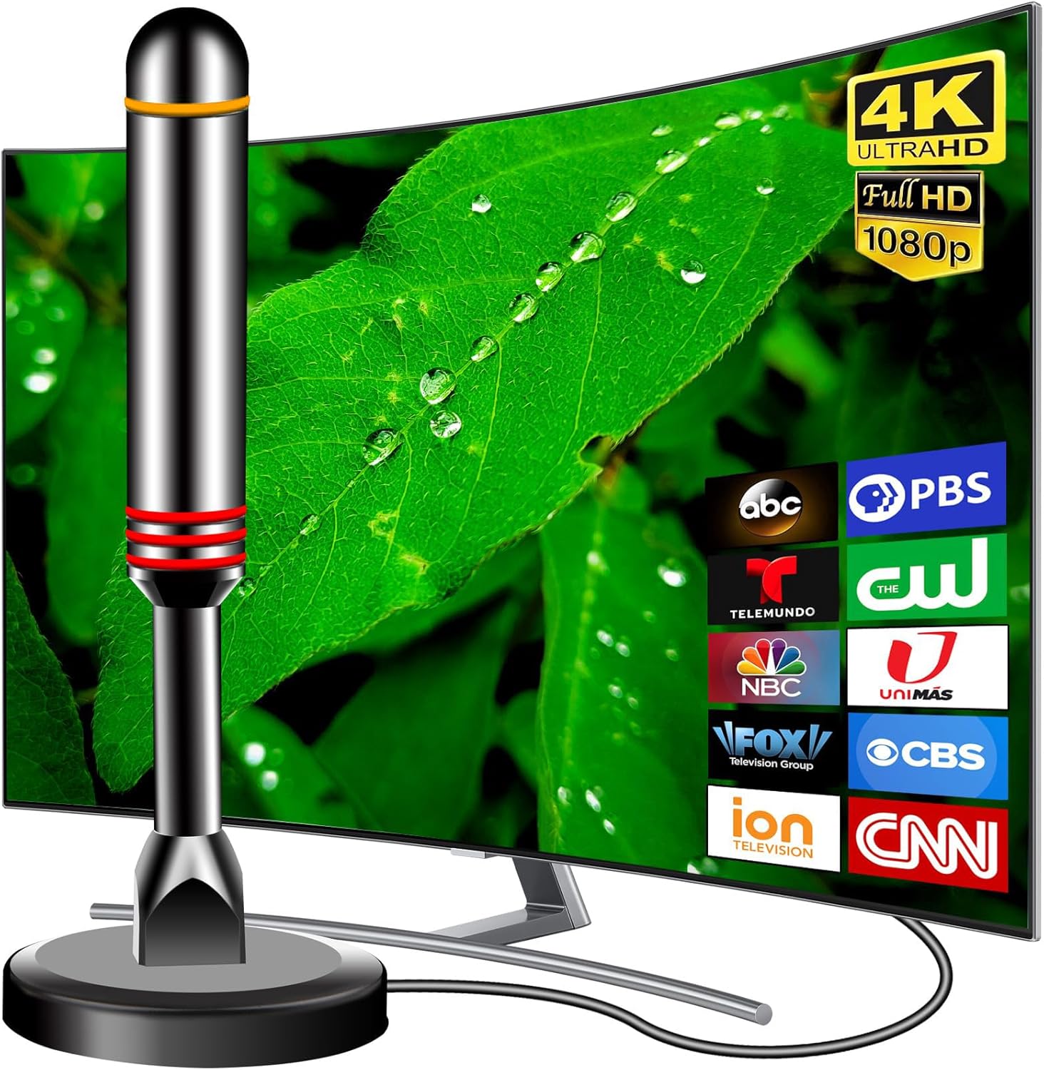Digital Indoor HDTV Antenna with Strong Magnetic Base and 360 Degree Reception