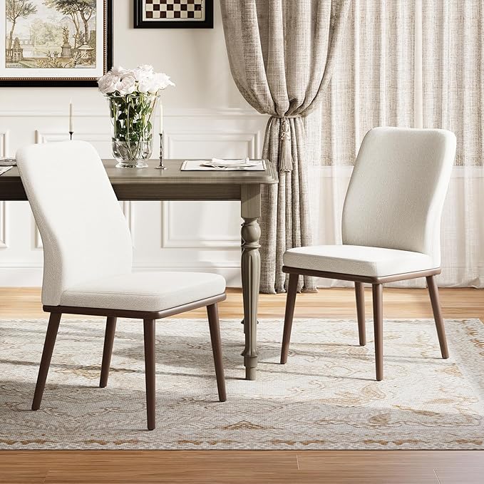 Modern Upholstered High-Back Dining Chairs (Set of 2)