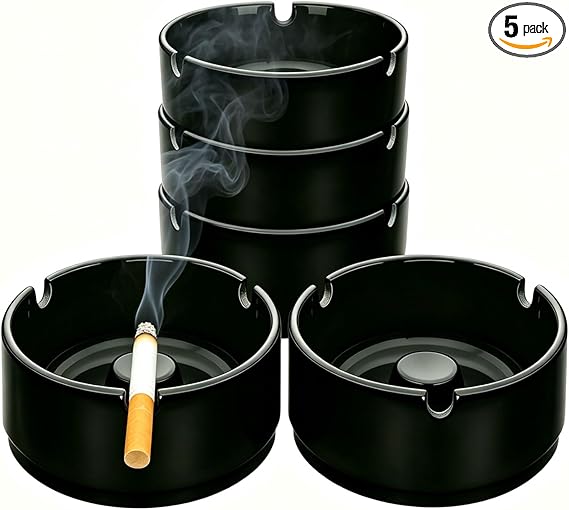 5-Piece Premium Plastic Stackable Desktop Ashtray Set