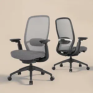 COLAMY Office Chair for Long Hours High Back Mesh Desk Chair with Sliding Seat Grey