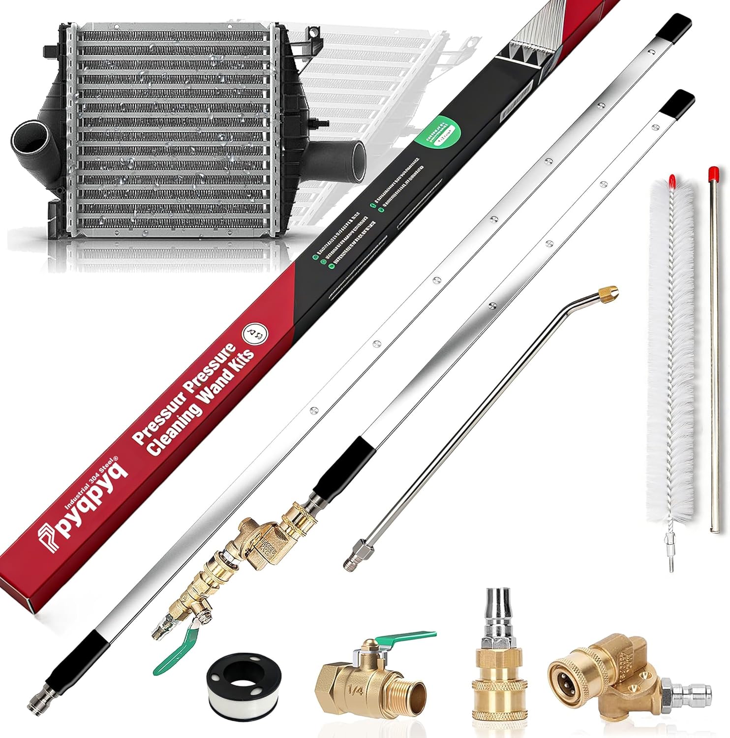 Radiator Cleaning Wand 3 Piece Set 4500 PSI Stainless Steel Water Air Cleaner