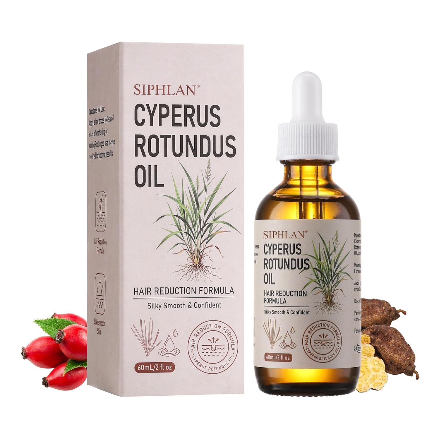 Natural Cyperus Rotundus Oil 2 Fl Oz Hair Growth Minimizer Fast Absorbing Body Oil