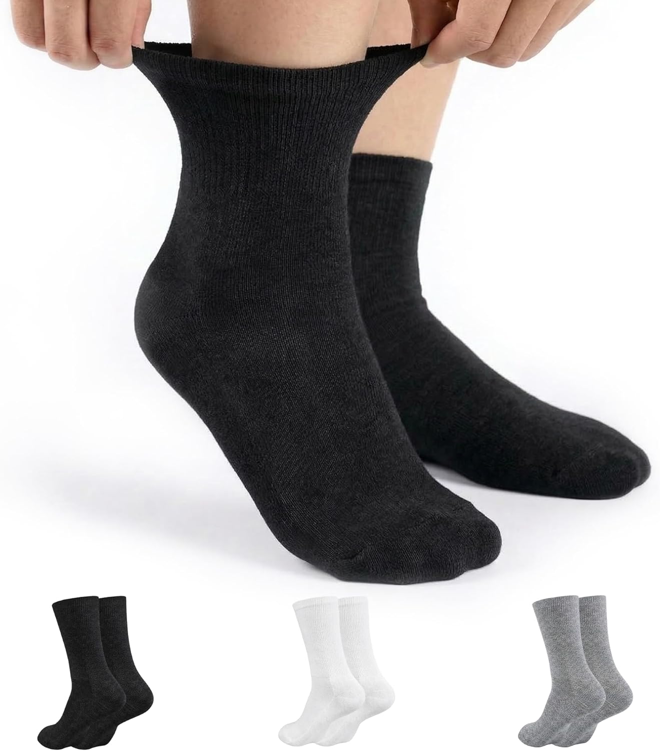 Ankle Diabetic Socks 3 Pairs Wide Non Binding Seamless Cushion Socks