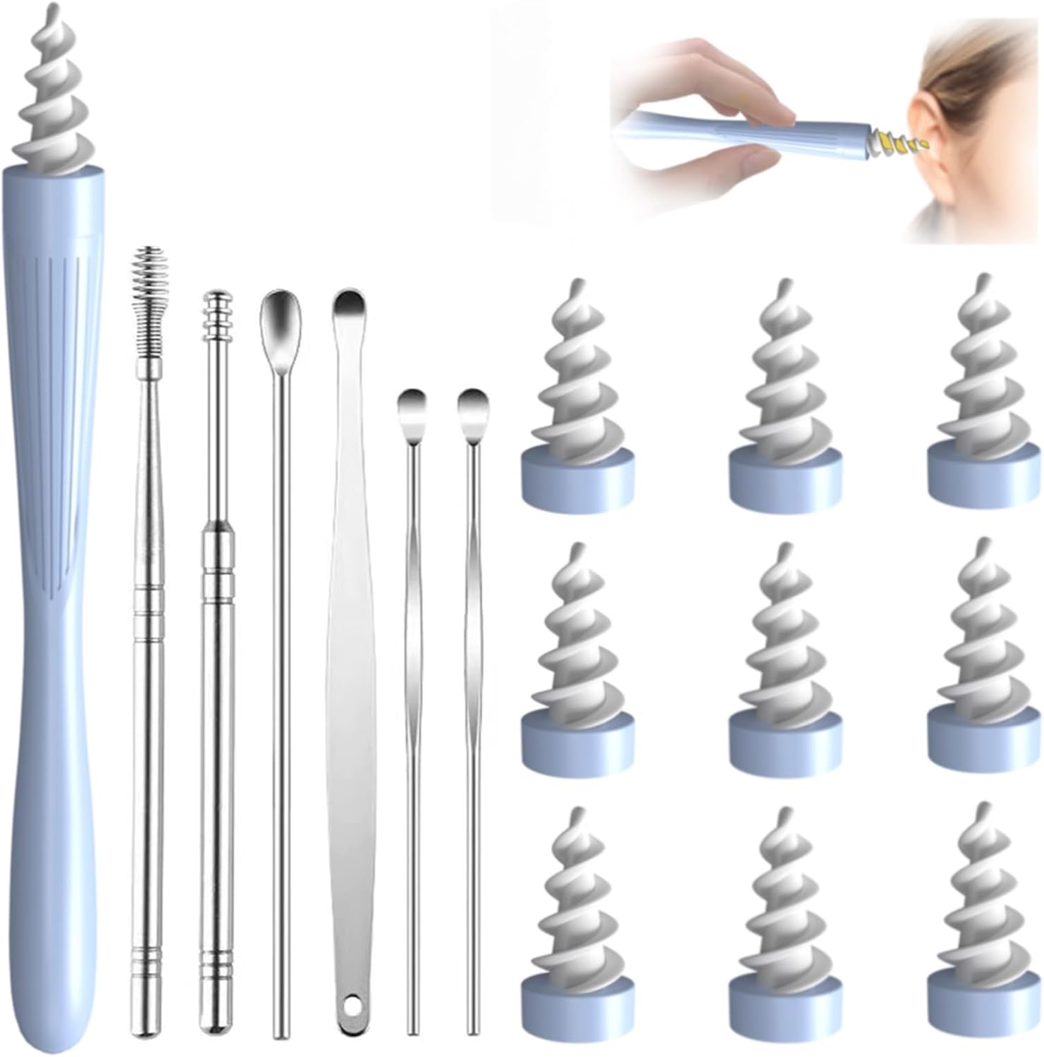 Ear Wax Removal Tool Kit Reusable Soft Silicone Cleaners 7-Piece Set