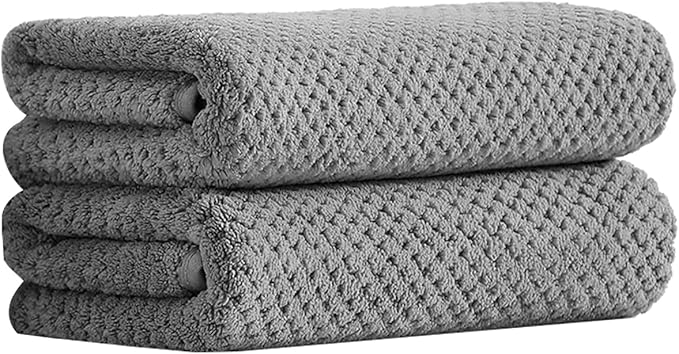 Ferdilan 2 Piece Microfiber Hand Towels Set – Soft Highly Absorbent & Quick Dry Bathroom Towels (Dark Gray)