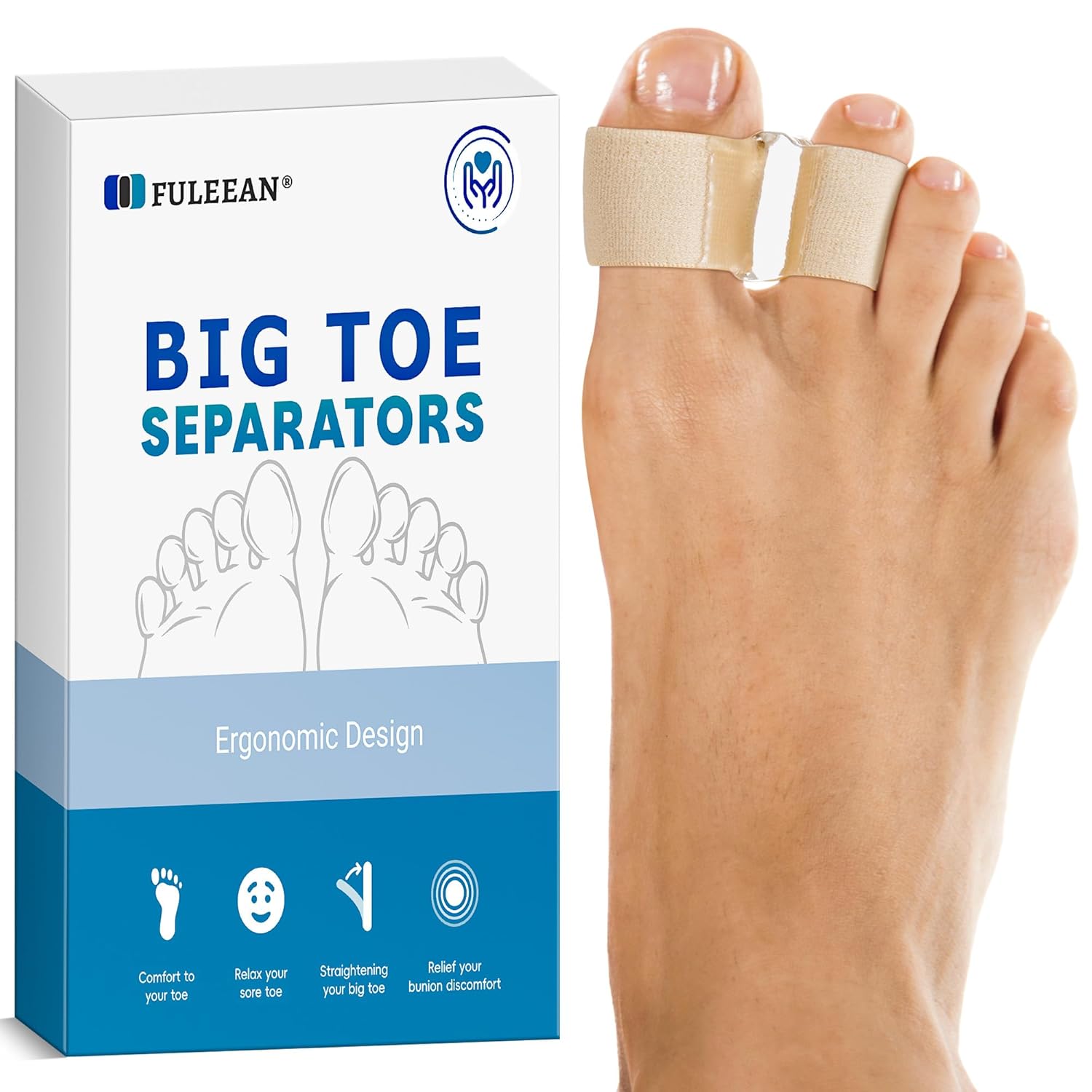 2 Loop Big Toe Separator Ergonomic Gel Toe Spacers and Bunion Corrector