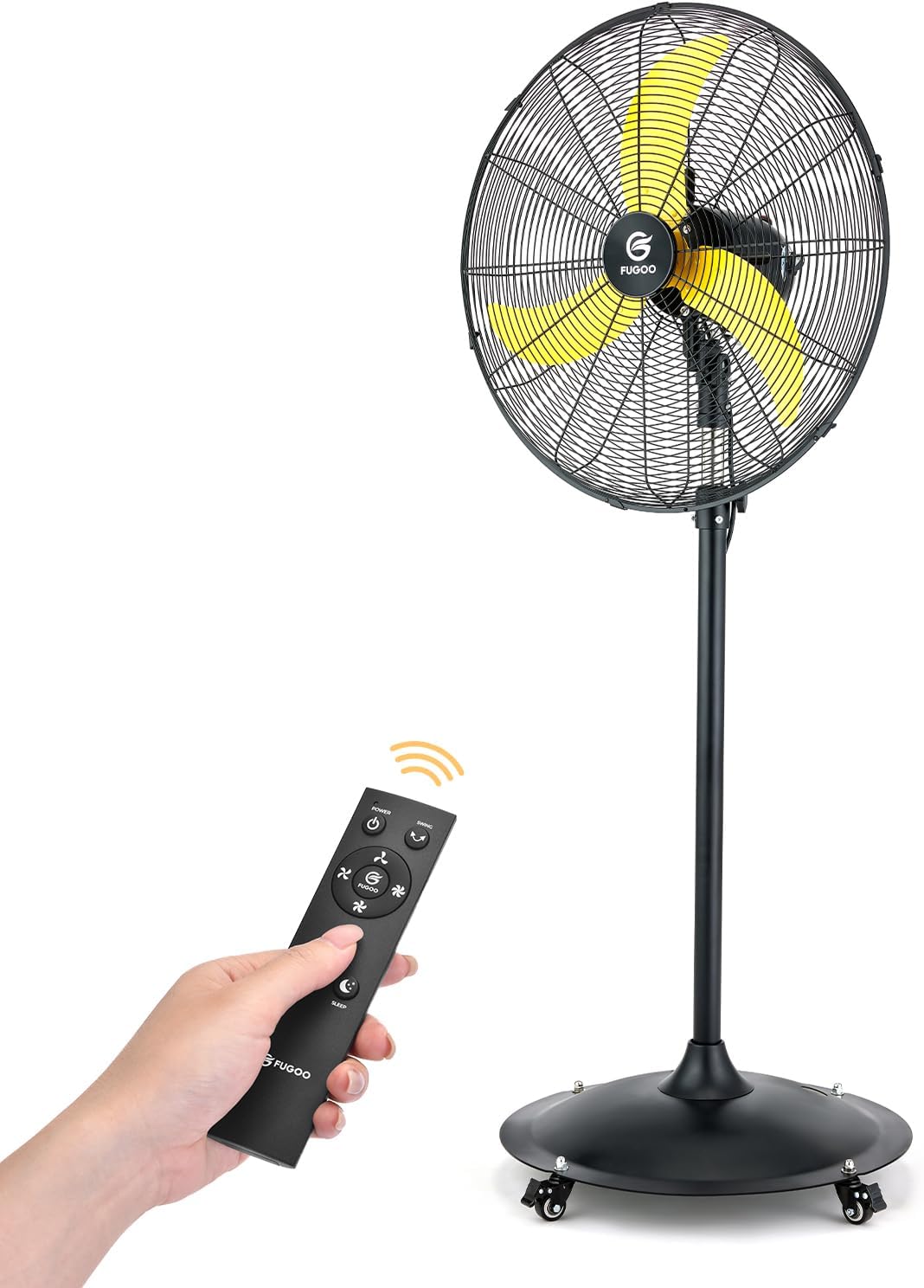 FUGOO 24 Inch Outdoor Oscillating Pedestal Fan with Remote Control BLDC Motor