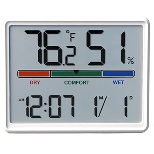 Digital Hygrometer Indoor Thermometer Clock with Temperature and Humidity Gauge