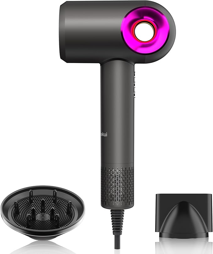 High-Speed Ionic Professional Hair Dryer with Magnetic Nozzle & Diffuser