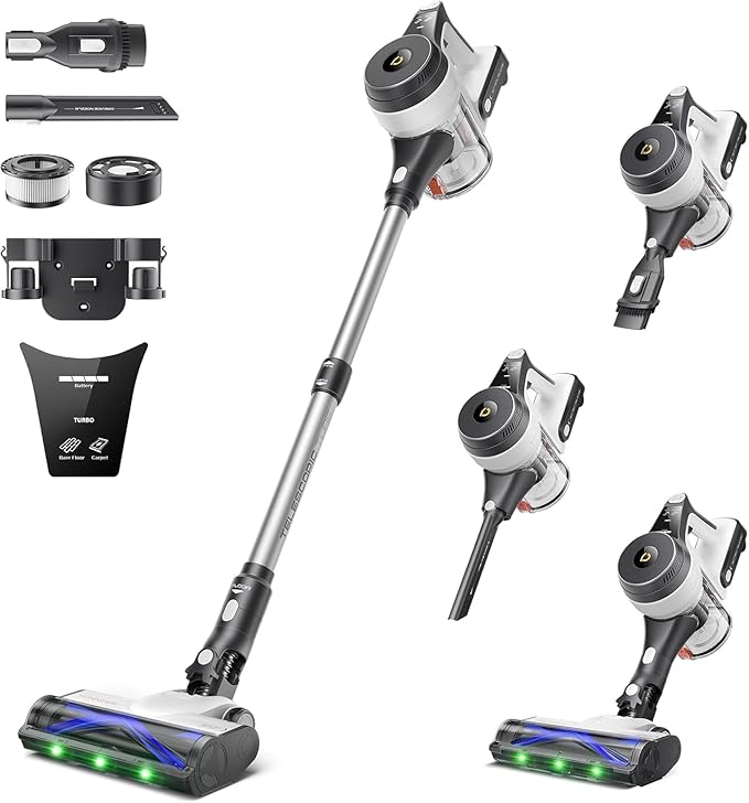 YONNDER Cordless Stick Vacuum Cleaner 550W 50KPA with Anti Tangle Brush M1