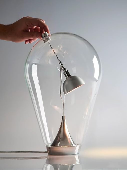 Bofea Modern Glass Table Lamp Touch Control Swing Arm Desk Lamp with Globe Shade