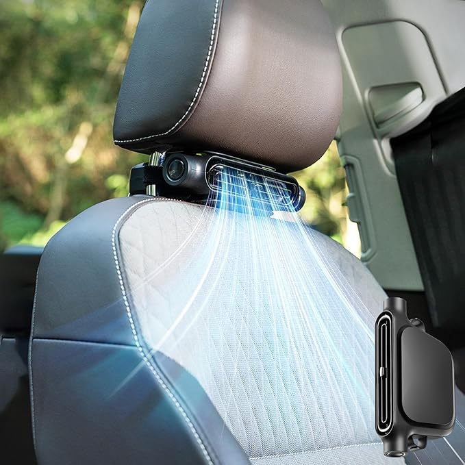 Car Seat Fan Invisible Car Headrest Cooling Fan USB Powered Backseat Fan
