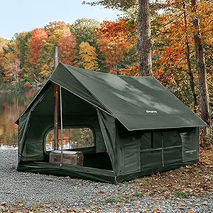 KingCamp 6-8 Person Canvas Hot Cabin Tent with Stove Jack and Floor
