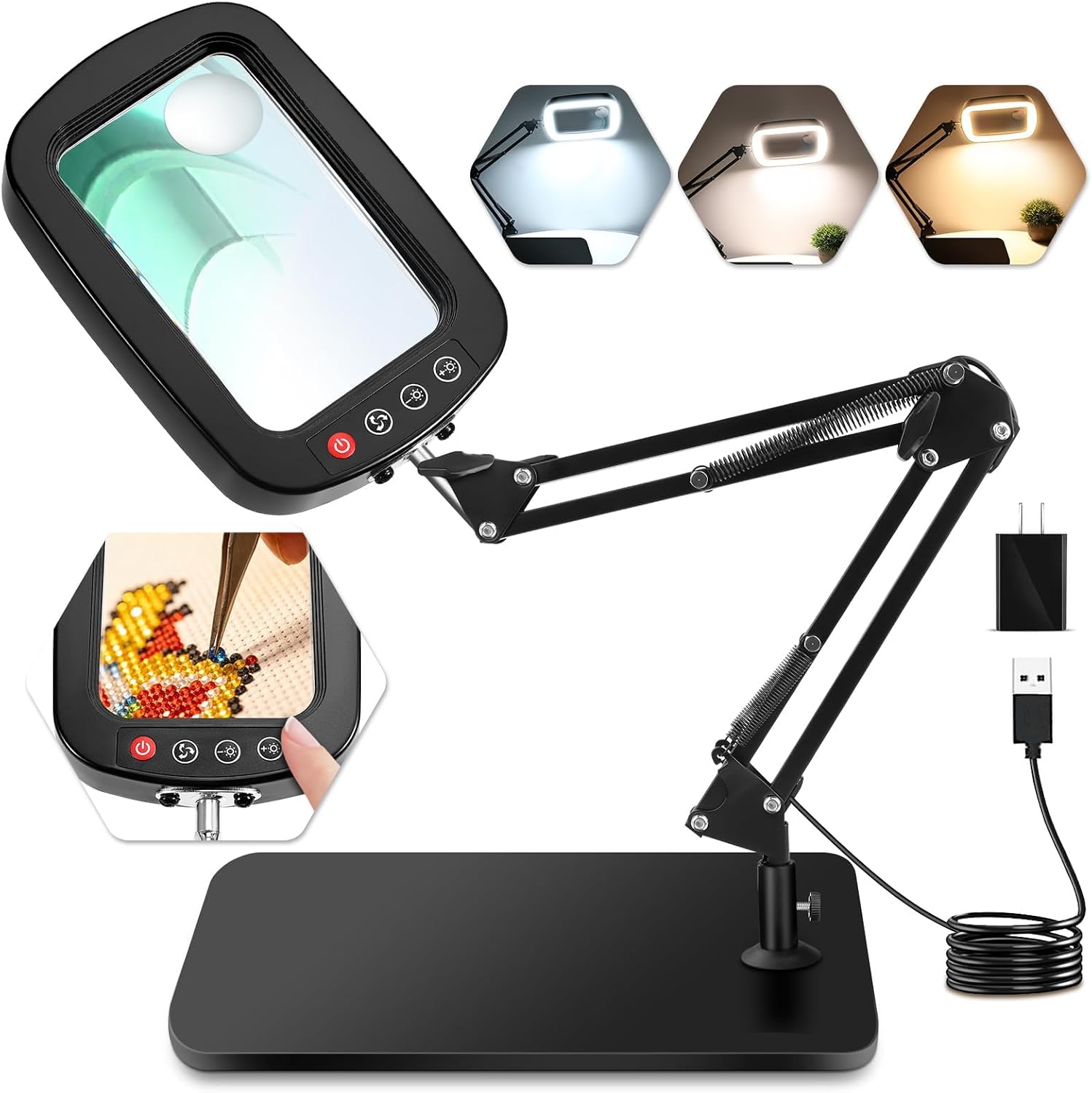 10X 30X Magnifying Glass with Light and Stand