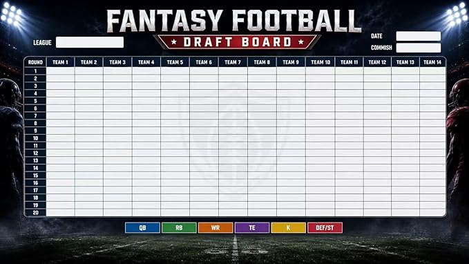 2026 Live Party Fantasy Football Draft Board Kit