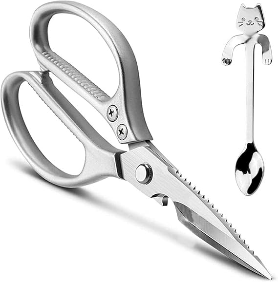 LONJYI Heavy-Duty Stainless Steel Multi-Function Kitchen Shears (Silver)