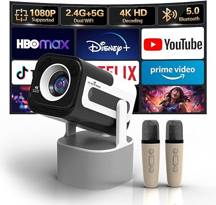 Smart 4K Mini Portable Movie Projector