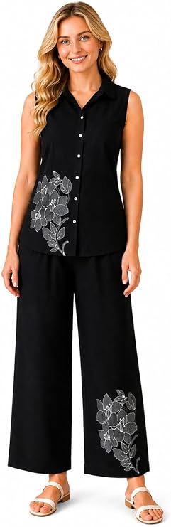 Women’s Cambric Cotton Embroidered Co-Ord Set