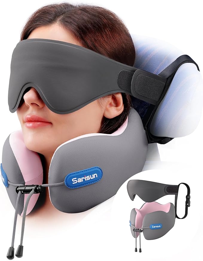 SARISUN Pink Travel Neck Pillow Set