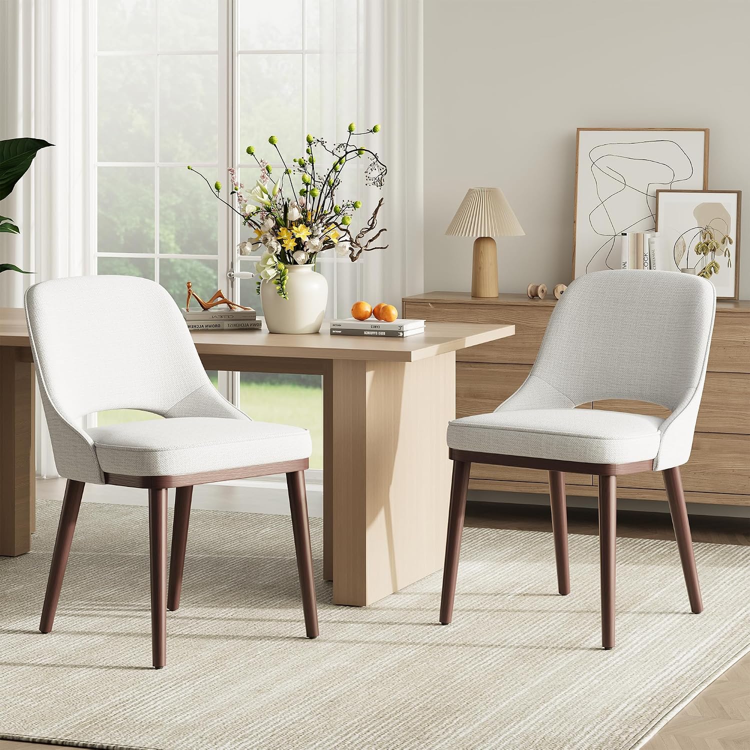 Wooden Dining Chairs Set of 2 (Beige)