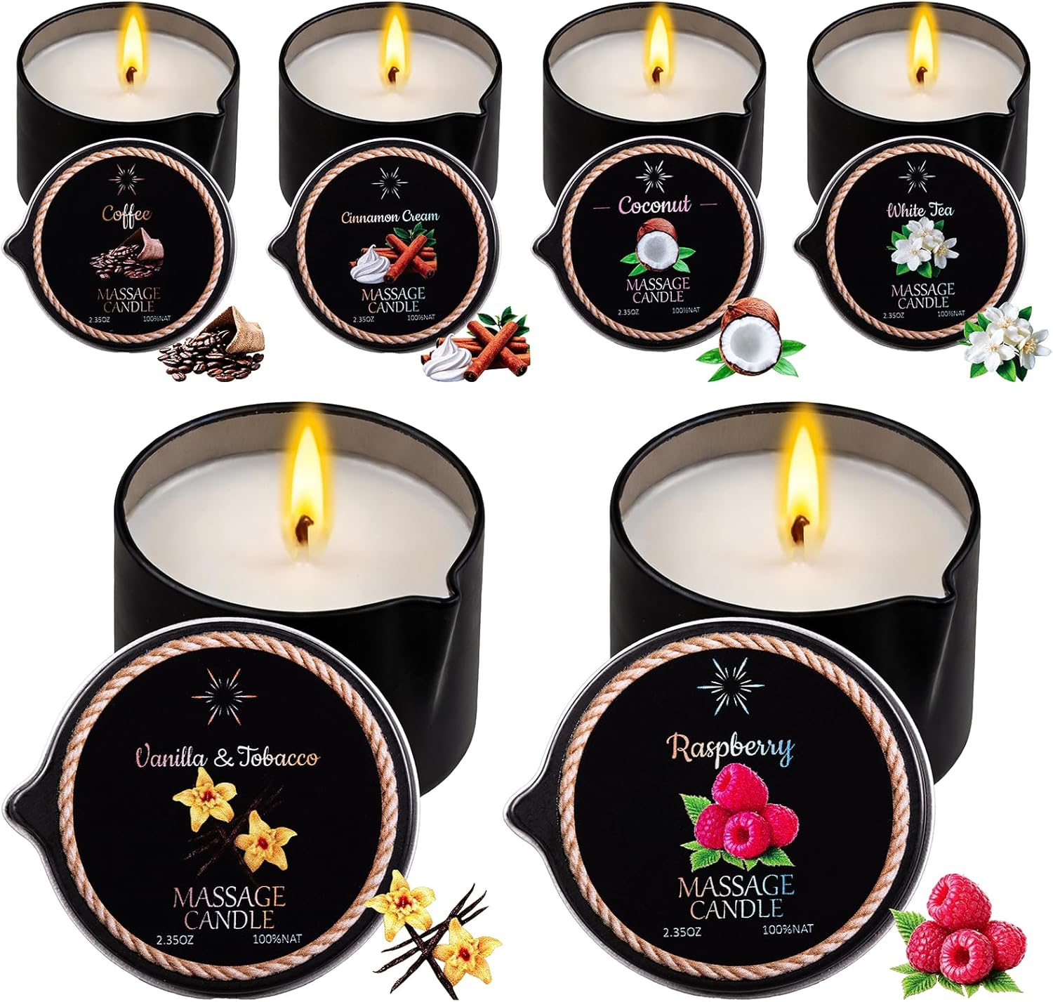 Low-Temperature Massage Oil Candle Set (6-Pack)