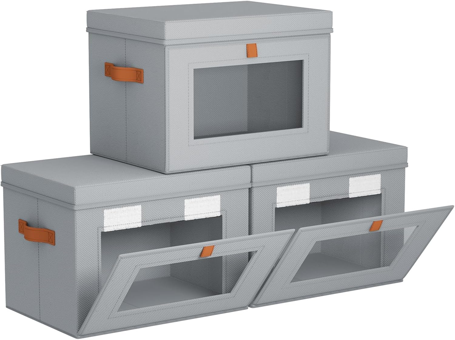 Stackable Fabric Storage Bins with Lids (3-Pack)