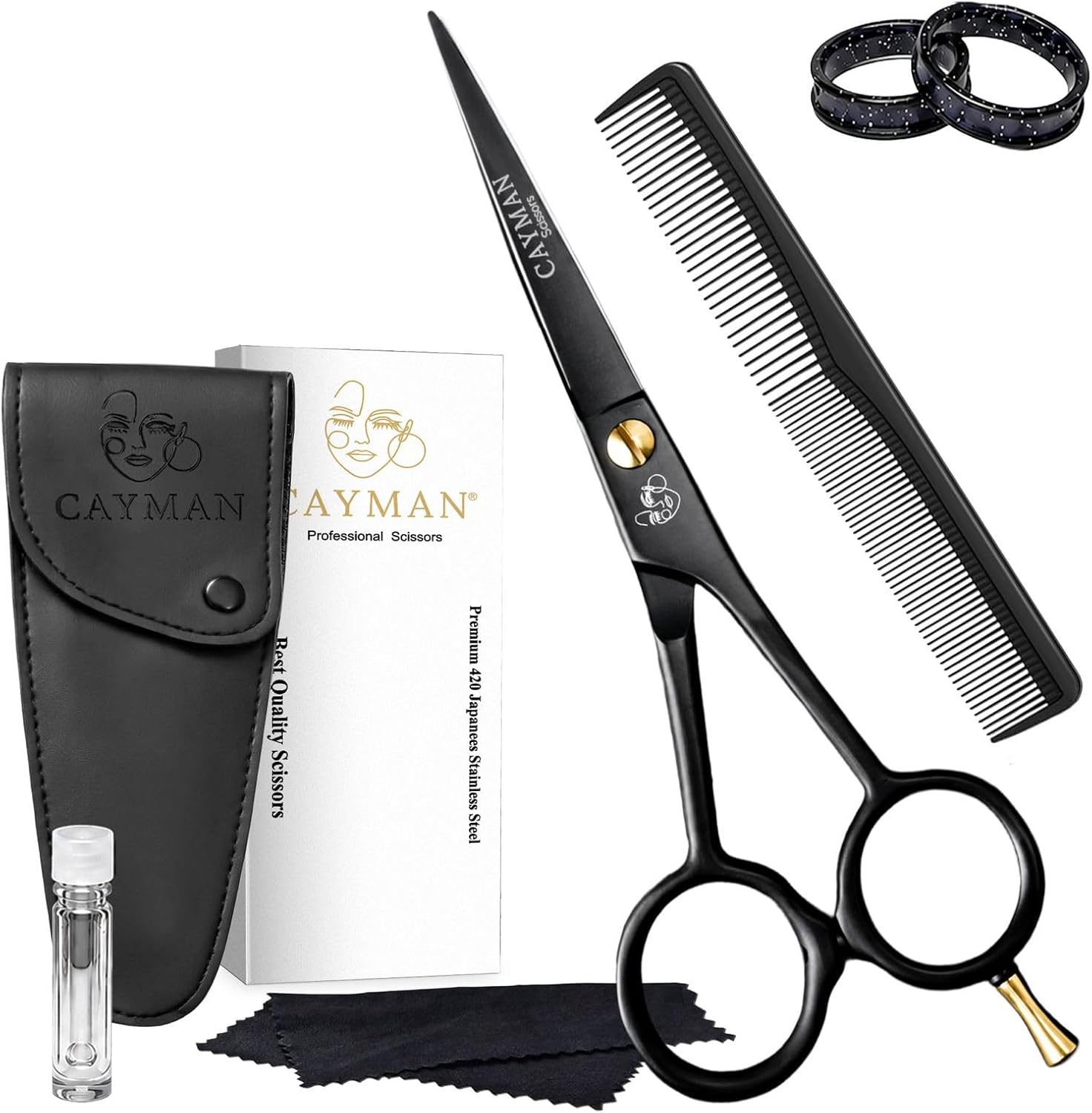 CAYMAN 6.5″ Professional Matte Black Hair Scissors