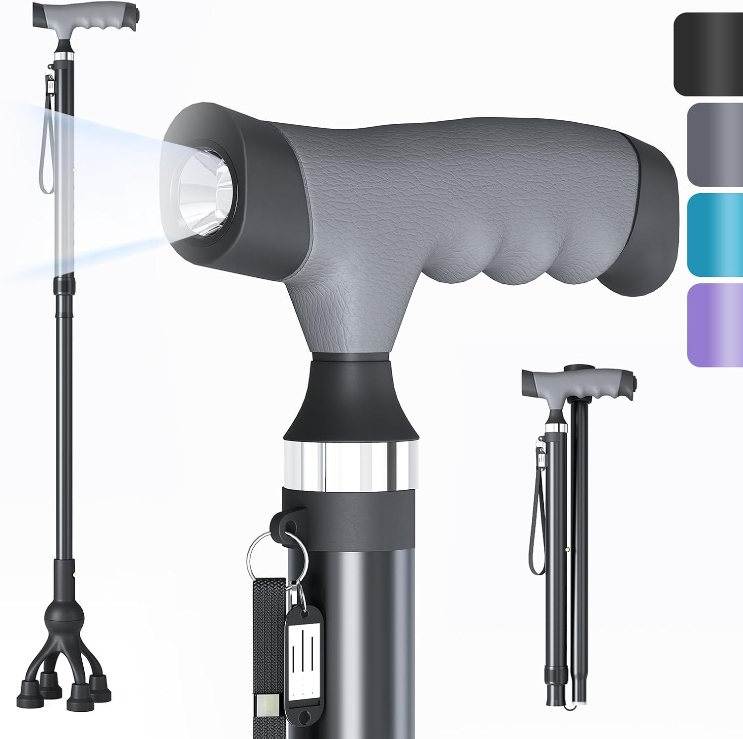 Folding LED Light Walking Cane