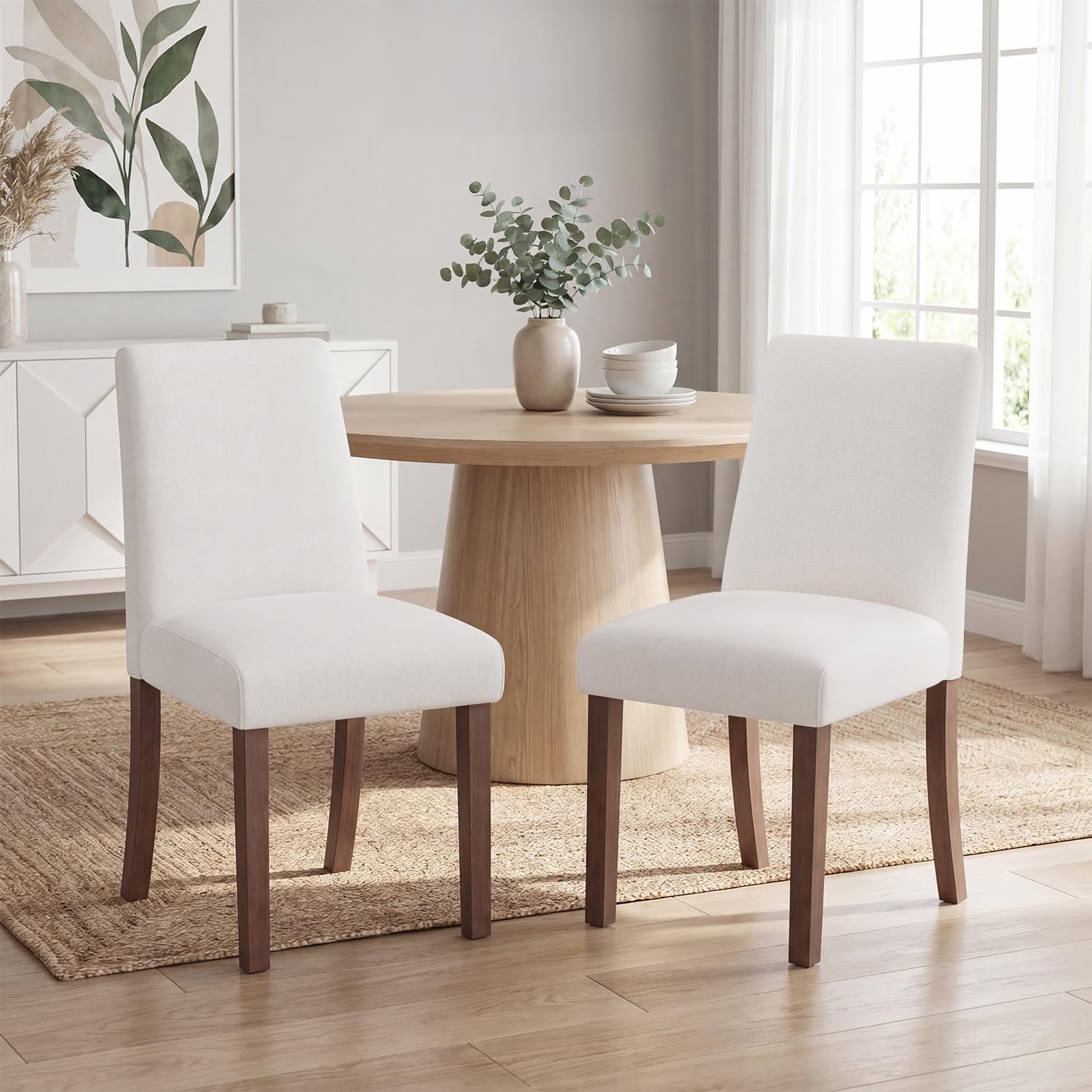 Light Beige Upholstered Dining Chairs