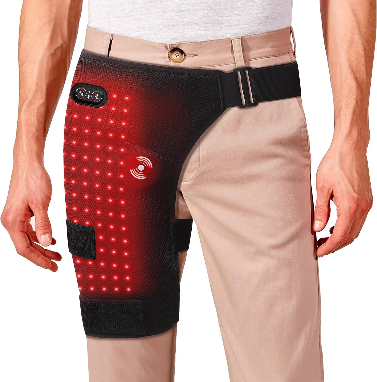 Cordless Hip Heating & Massage Pad with Red Light Therapy