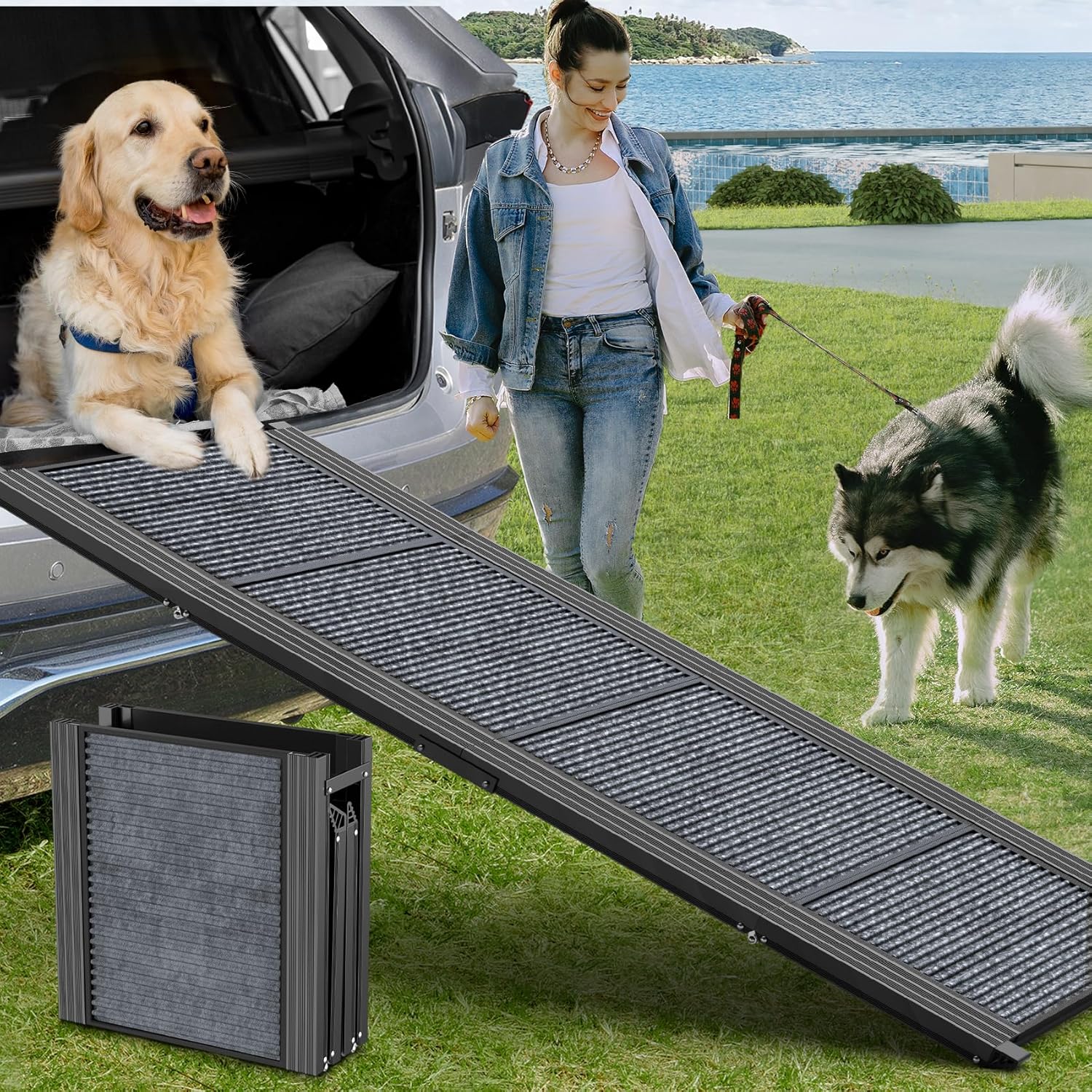 Foldable Car Dog Ramp 63″