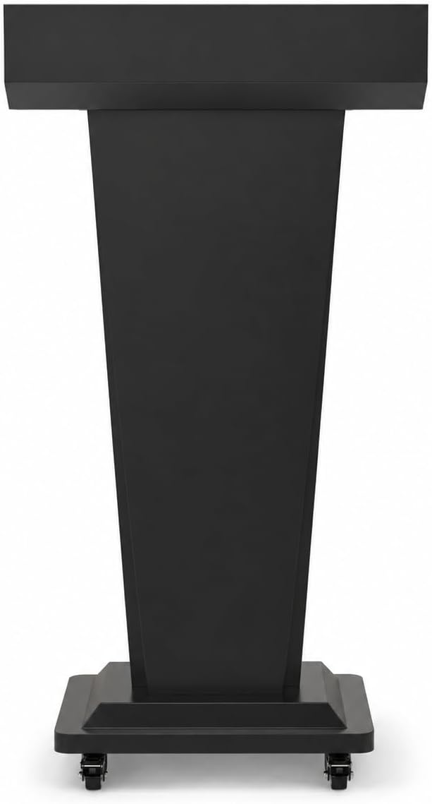 Black Rolling Podium Lectern Stand