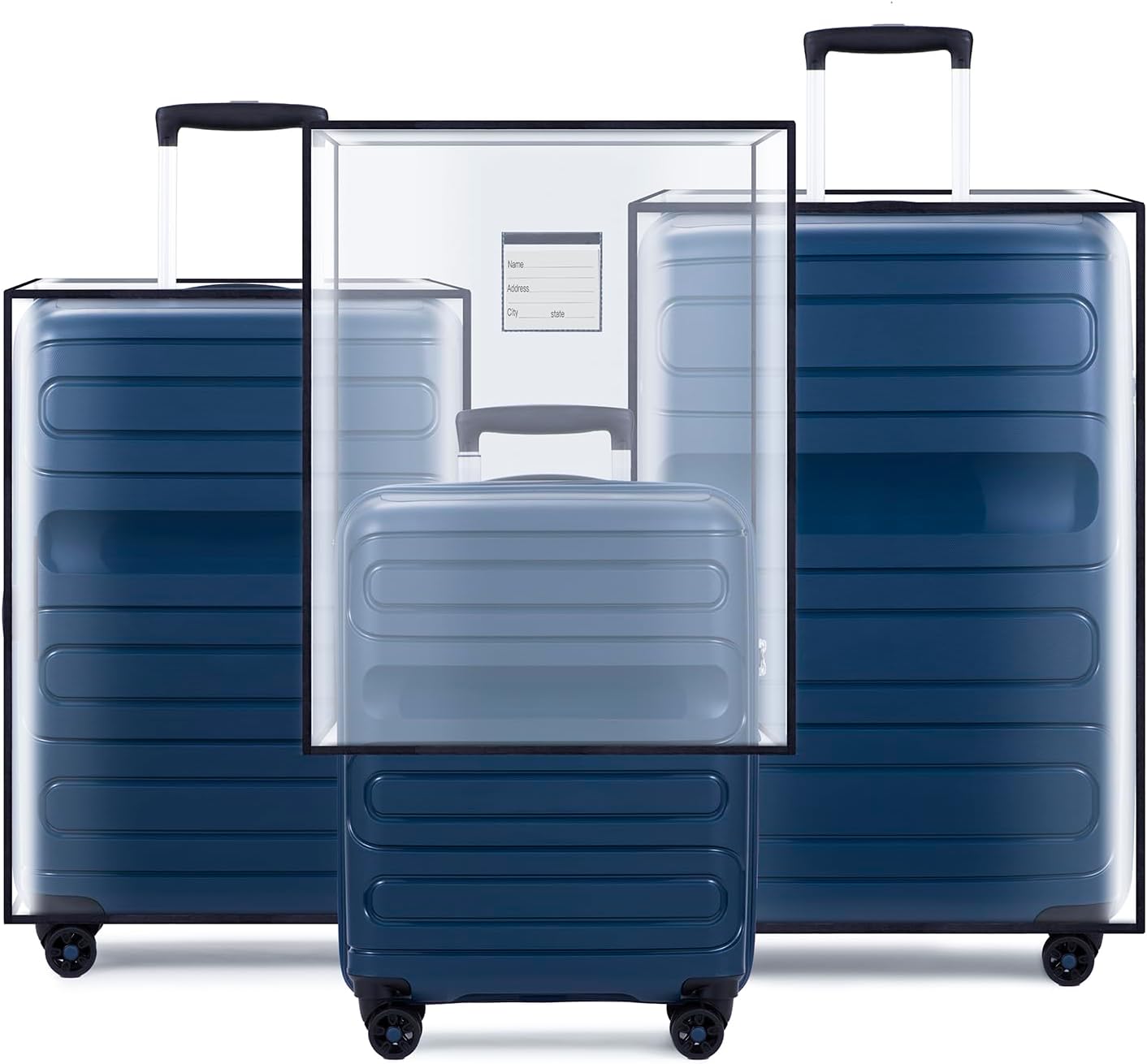 3-Piece Heavy-Duty Clear PVC Luggage Cover Set (20″, 24″, 28″)