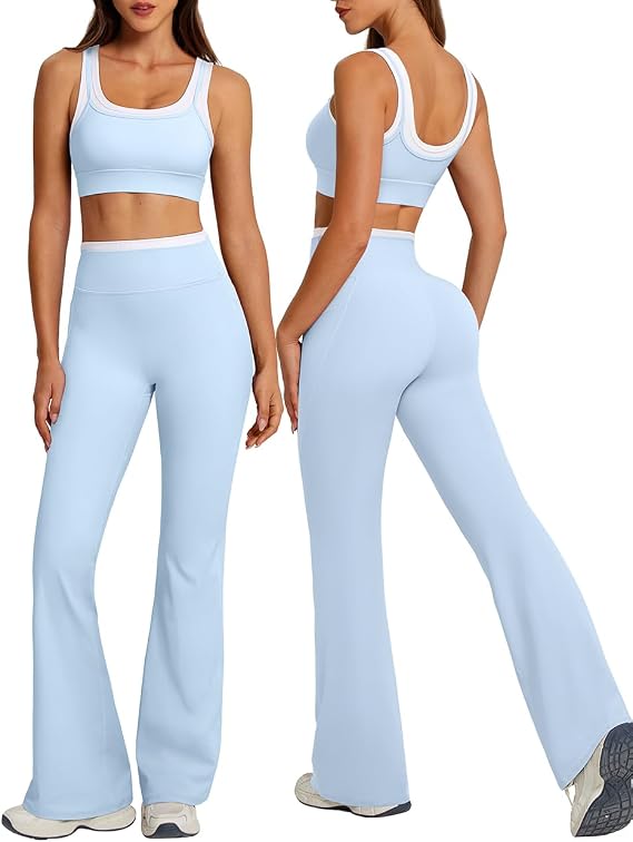 Layered Flare Leggings Workout Set