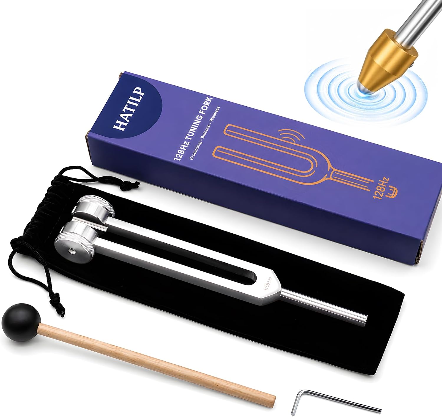 128Hz Weighted Tuning Fork Set for Relaxation, Meditation & Sound Practice