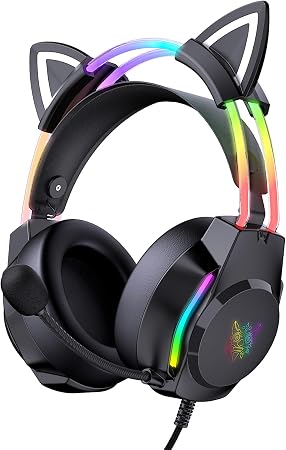 RGB Cat Ear Wired Gaming Headset with Microphone