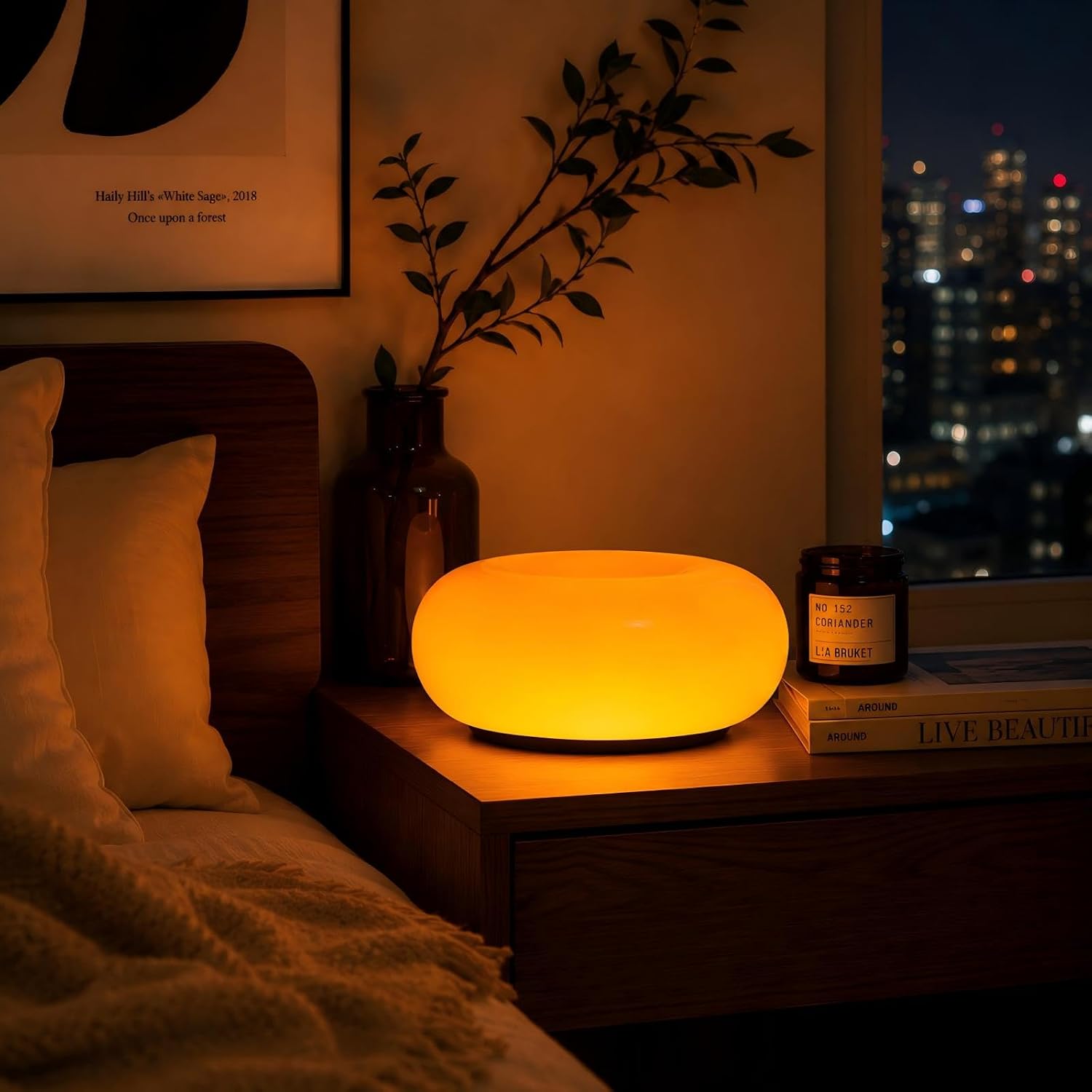 Modern Orange Glass Donut Lamp