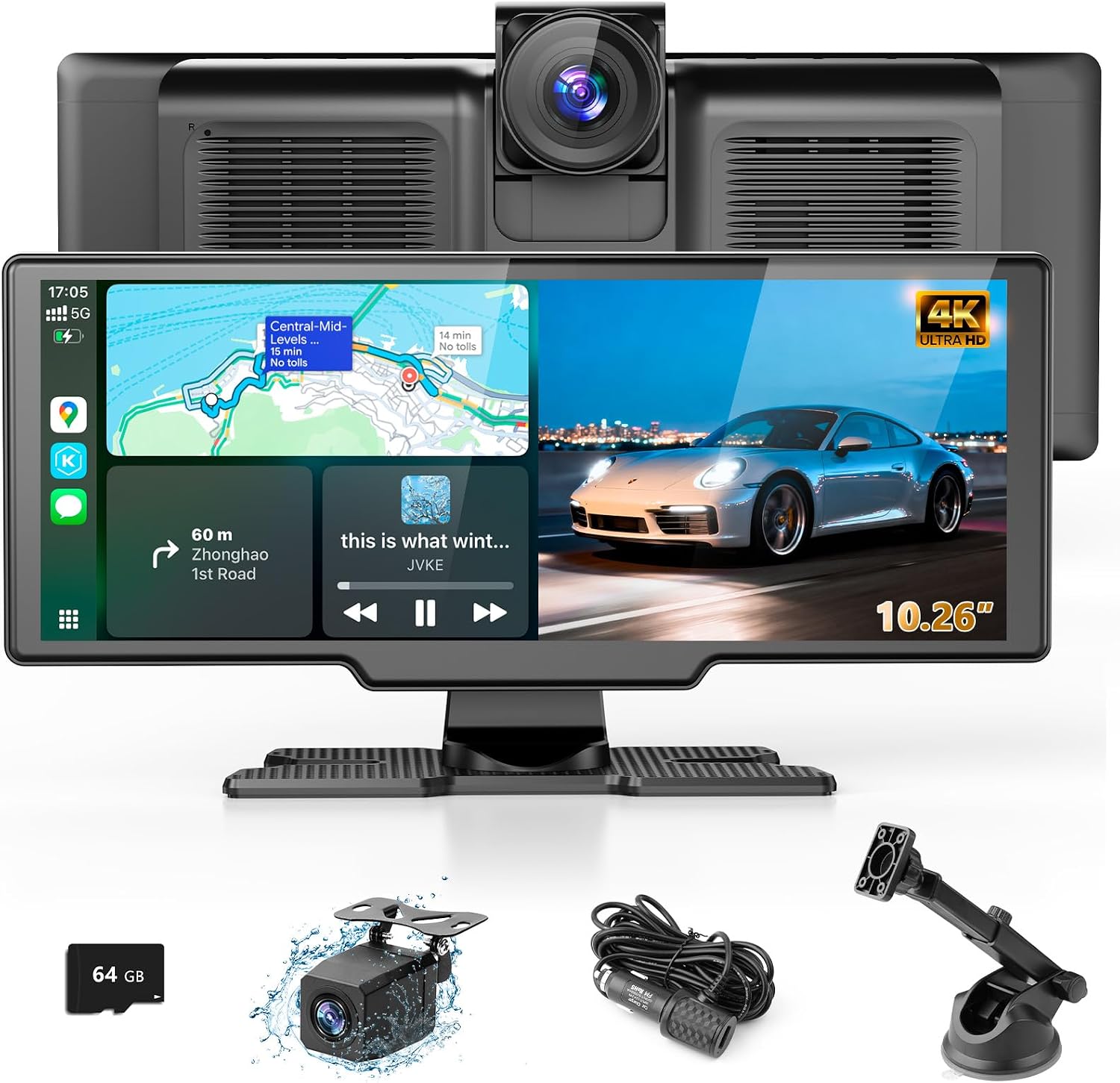 Portable Wireless CarPlay Screen Dashcam