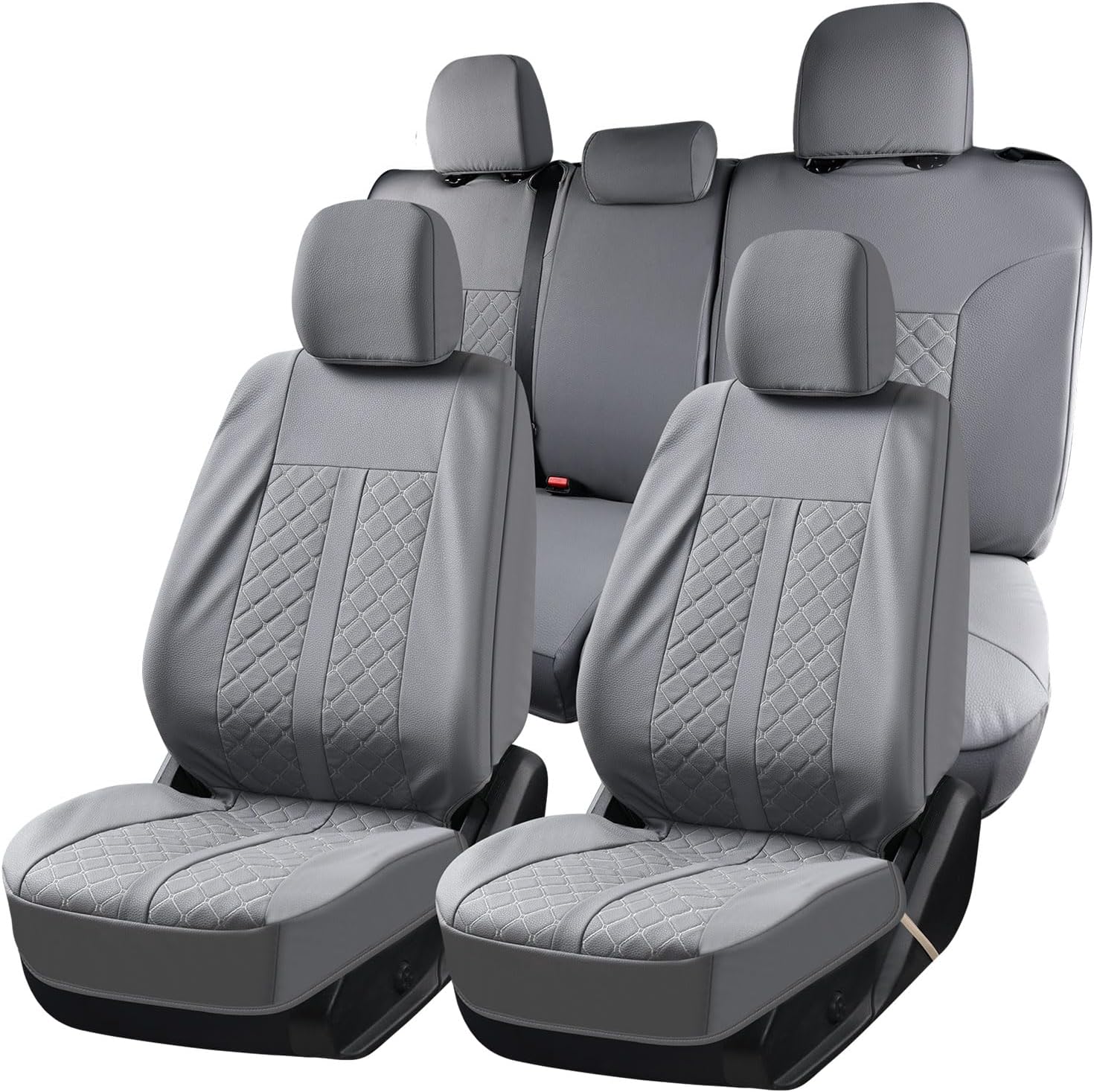 Truckiipa Custom Leather Full Set Seat Covers for 2016-2023 Toyota Tacoma (Gray)