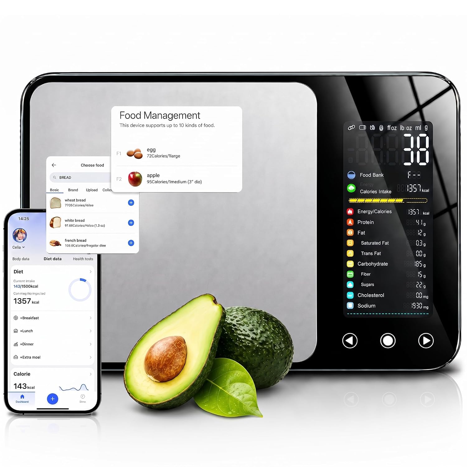 Smart Nutrition Scale with App & TFT Display