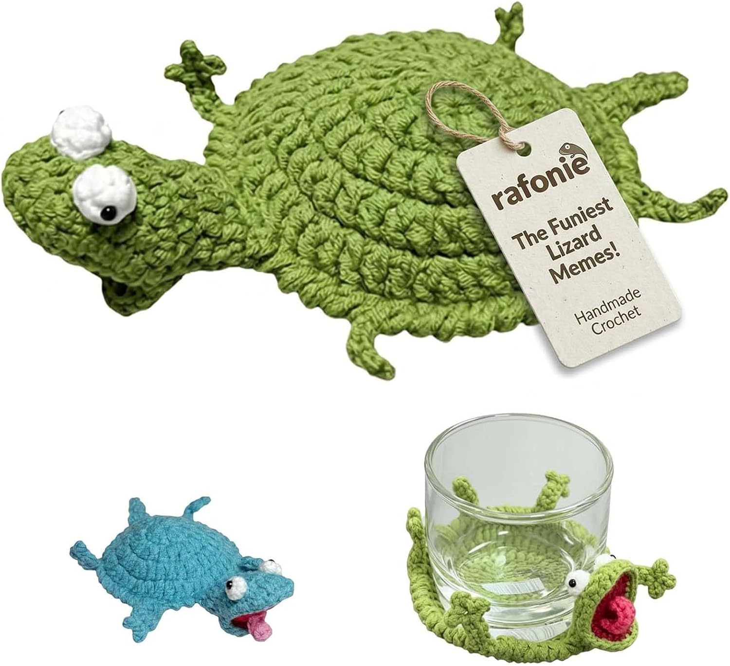 Handmade Crochet Lizard Mug Rug Coasters (2-Pack)