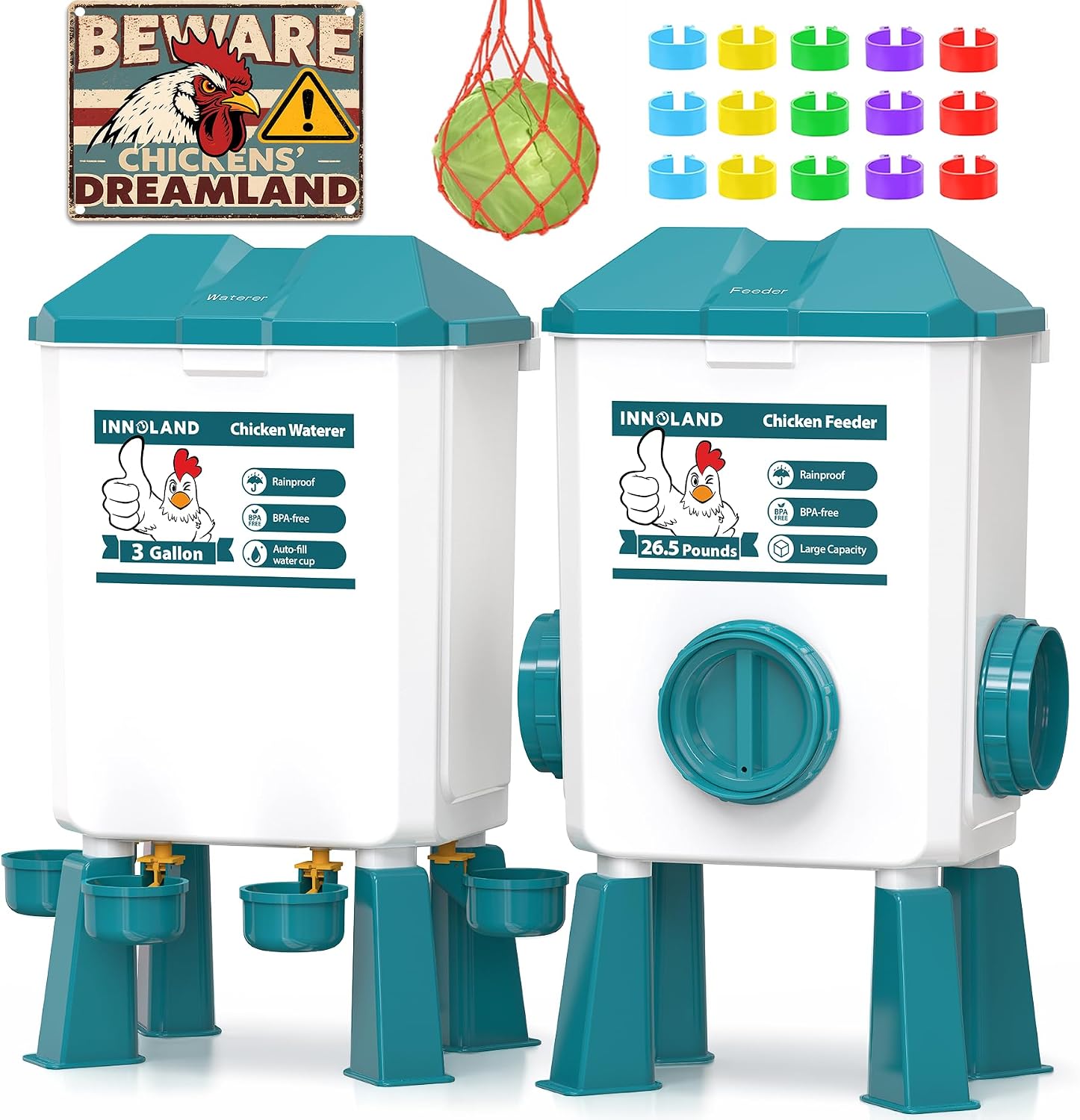INNOLAND Chicken Feeder Waterer Set