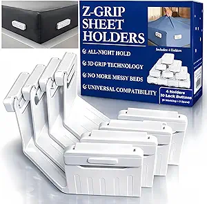 Original Patented Fitted Bed Sheet Holders (4 Grippers + 10 Locks)