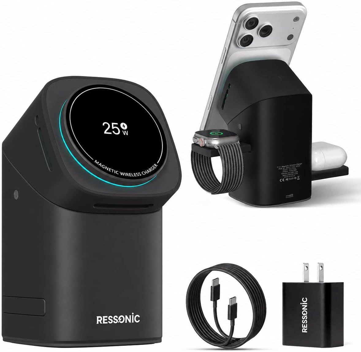 25W 3-in-1 Wireless Charging Station