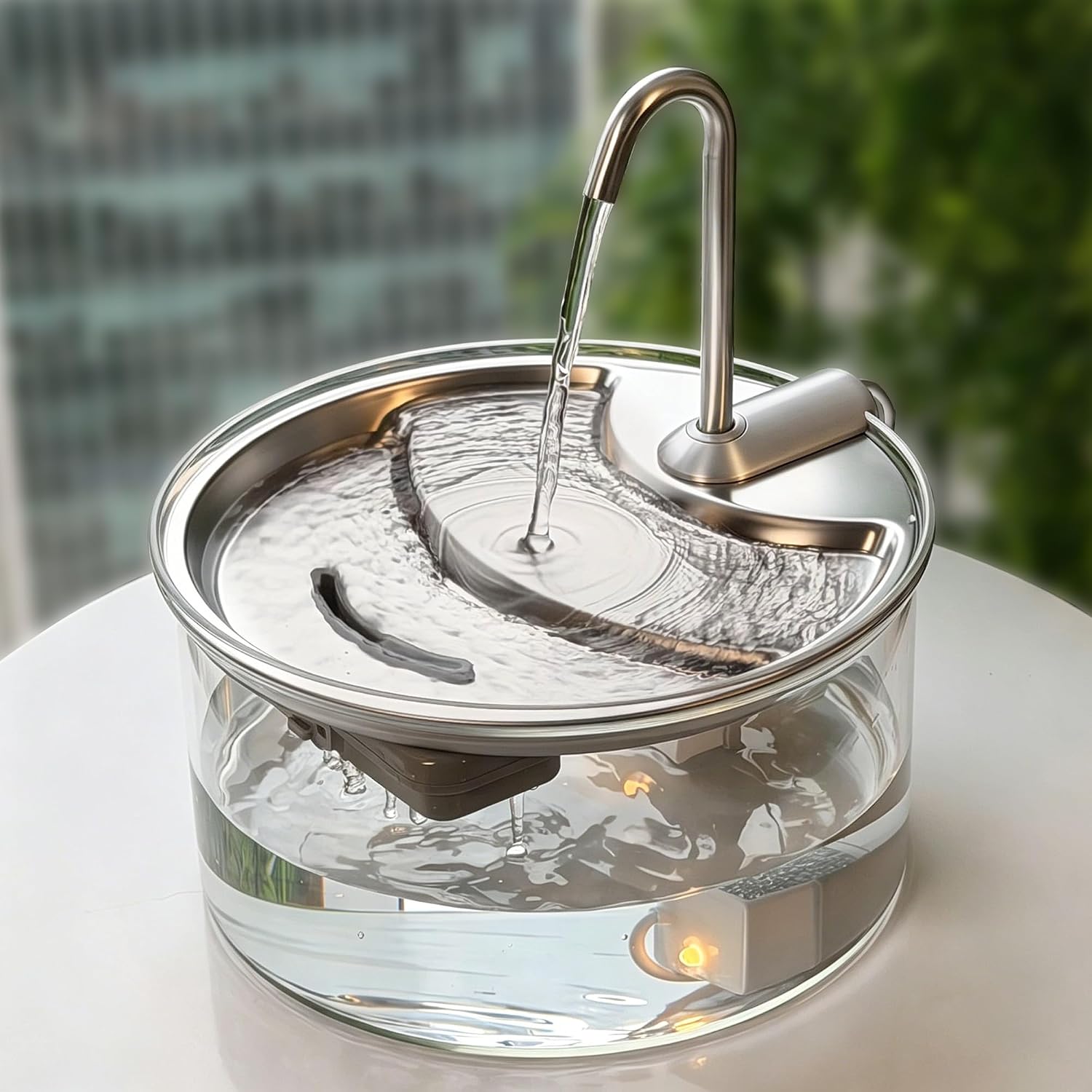 Tomxcute 84oz Dishwasher-Safe Glass Pet Fountain