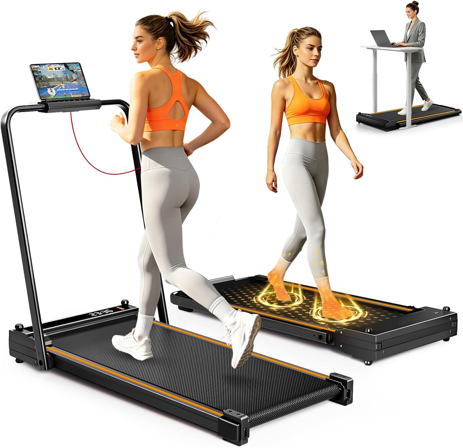 Dual-Surface Walking Pad Treadmill with Foot Massage